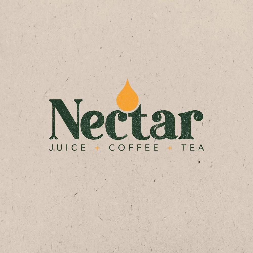 The Nectar wordmark with the orange drop, on kraft