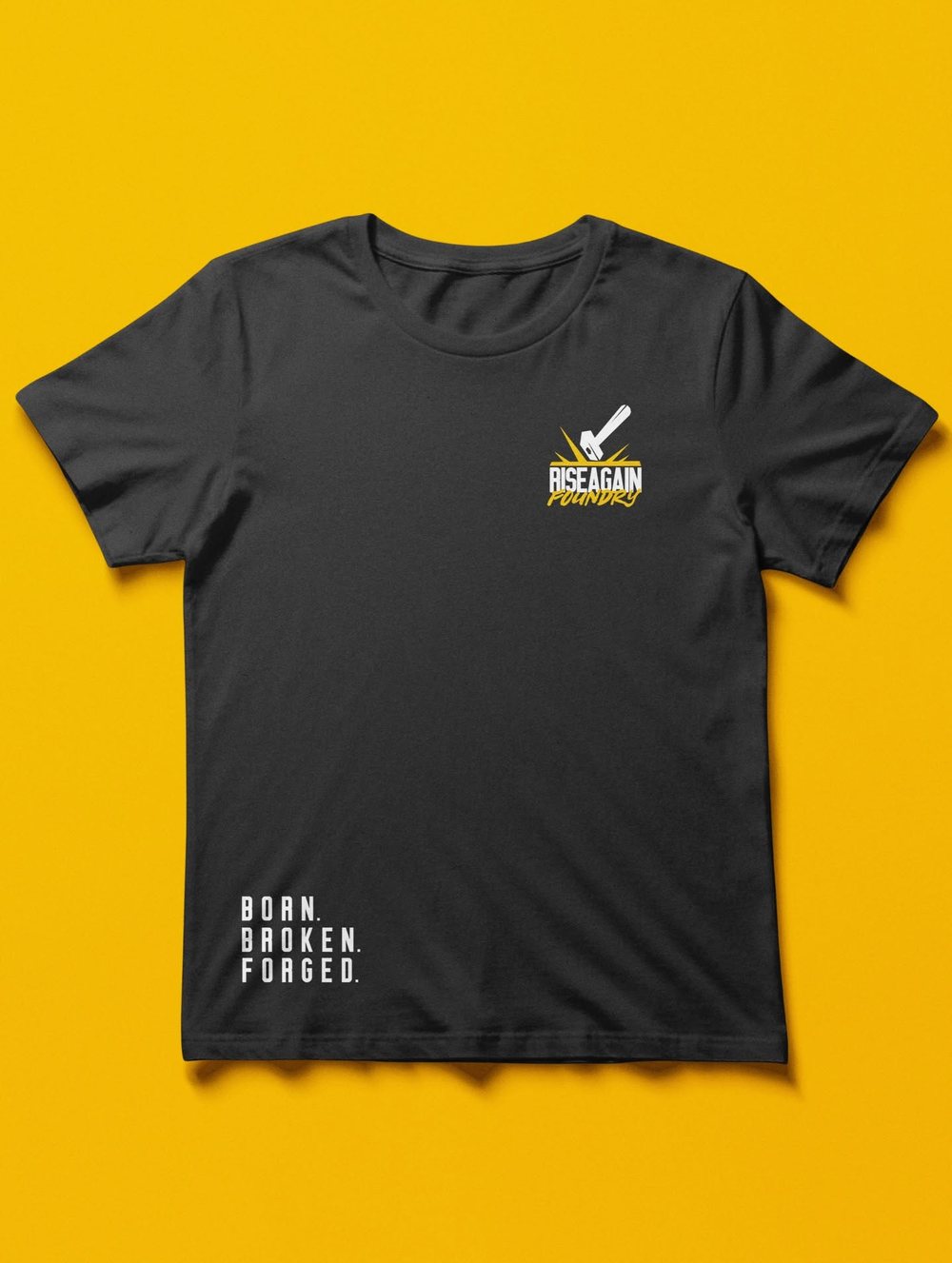 Logo tee with the tagline on the hem